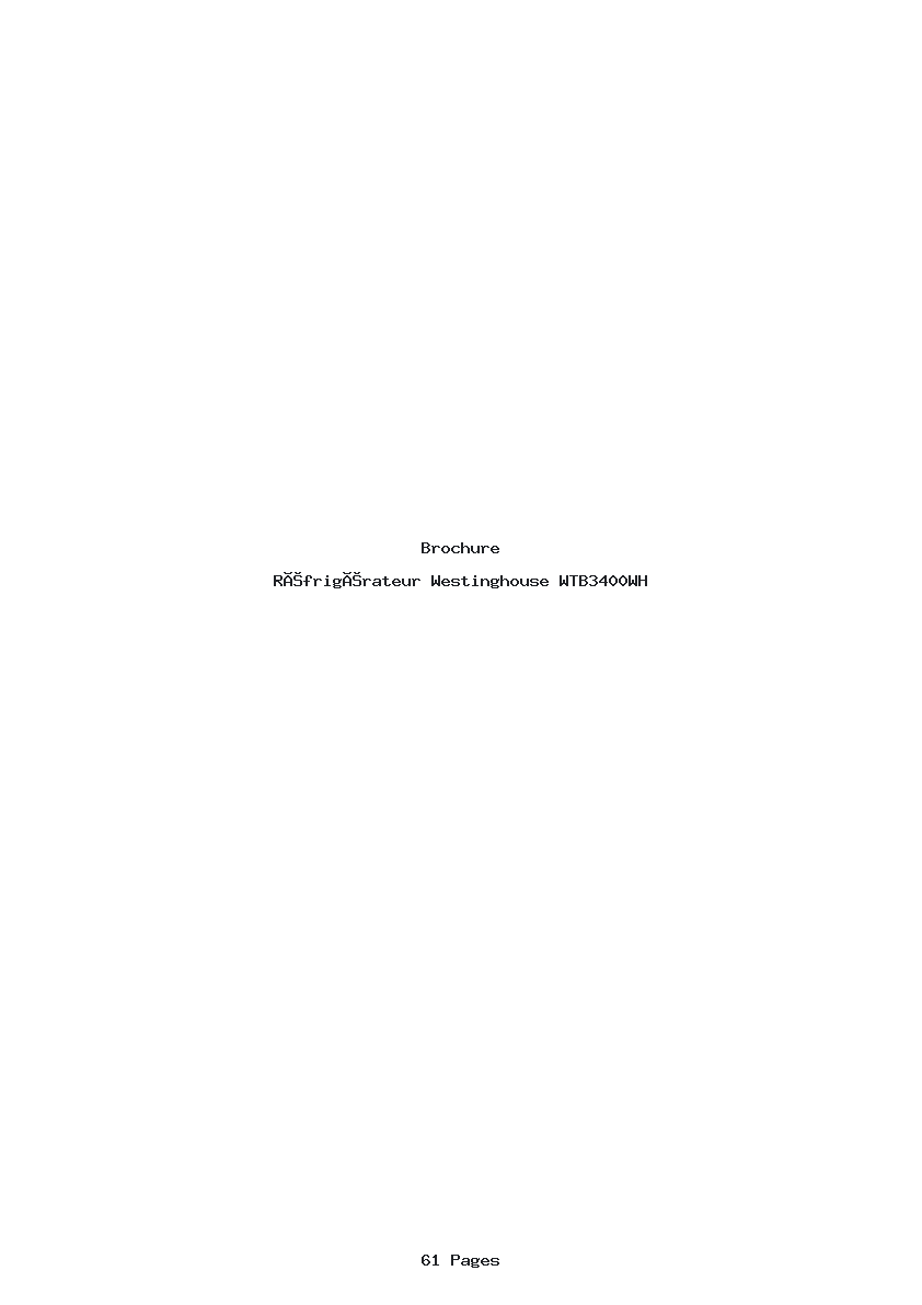 Page 1 de la notice Brochure Westinghouse WTB3400WH