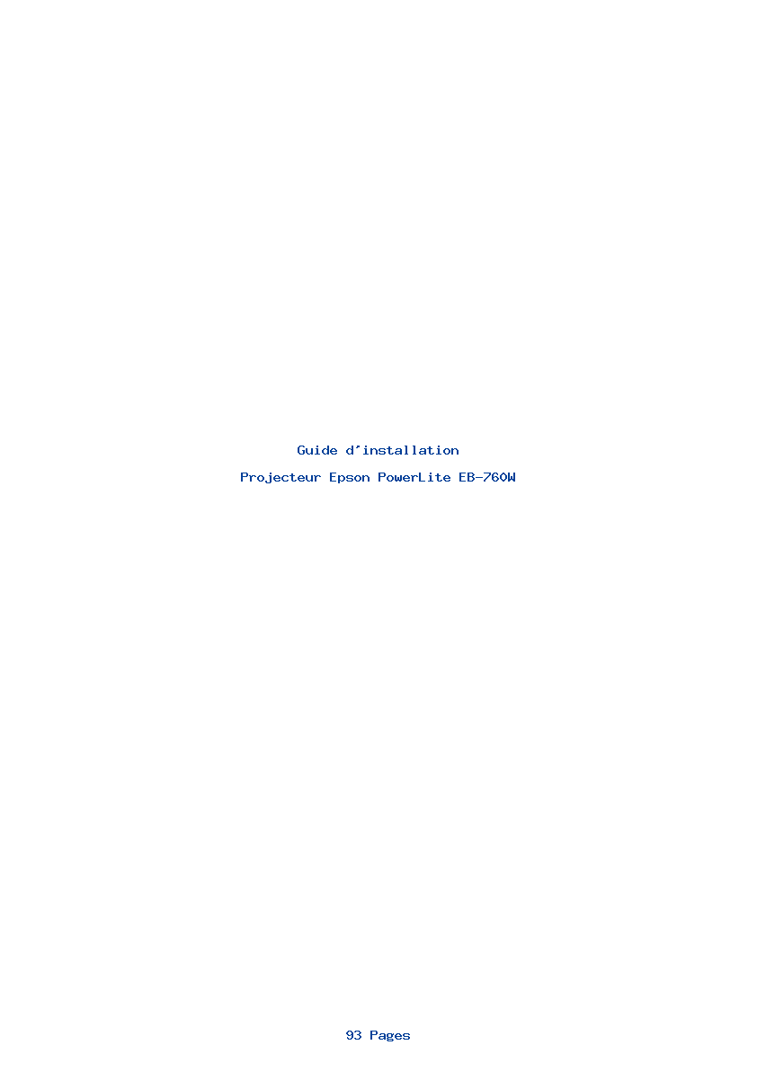 Page 1 de la notice Guide d'installation Epson PowerLite EB-760W