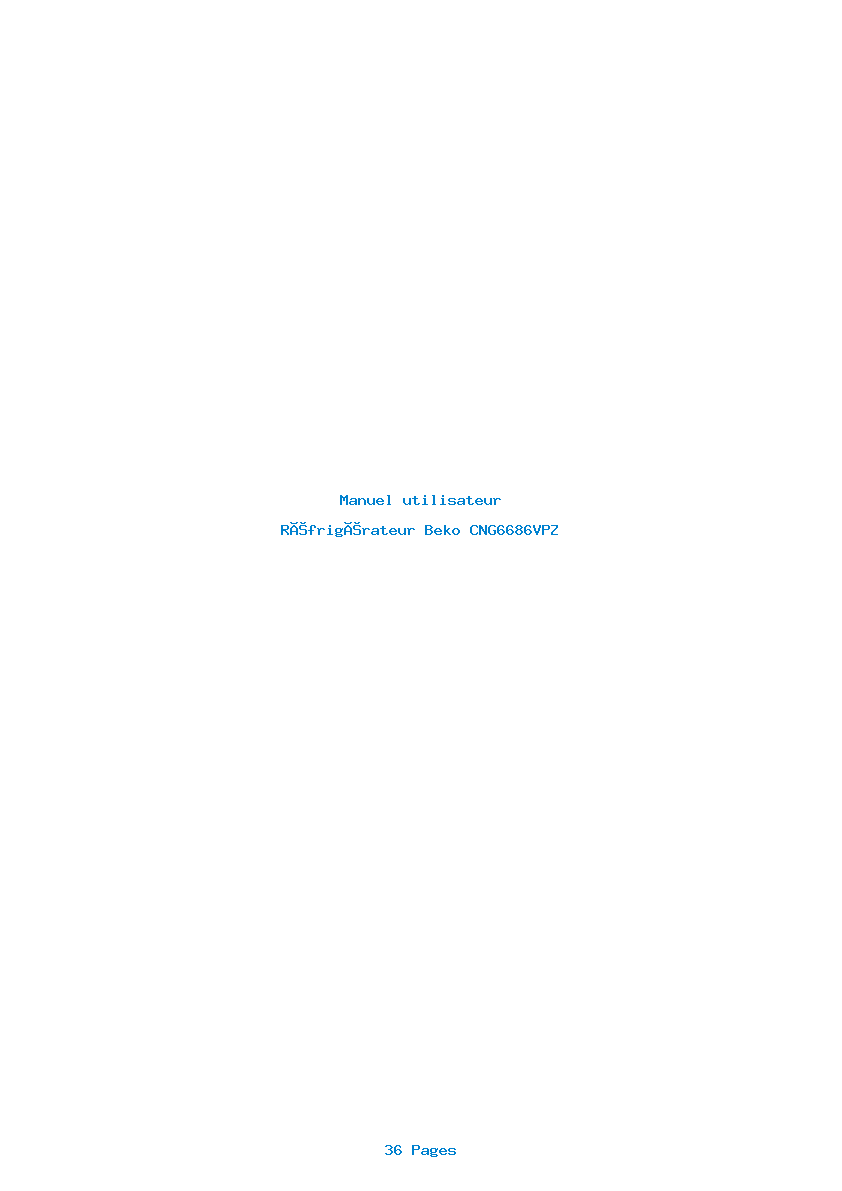 Page 1 de la notice Manuel utilisateur Beko CNG6686VPZ