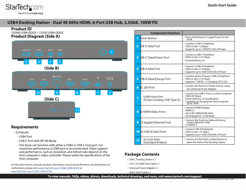 Page 1 de la notice Manuel utilisateur StarTech.com 155UE-USB4-DOCK