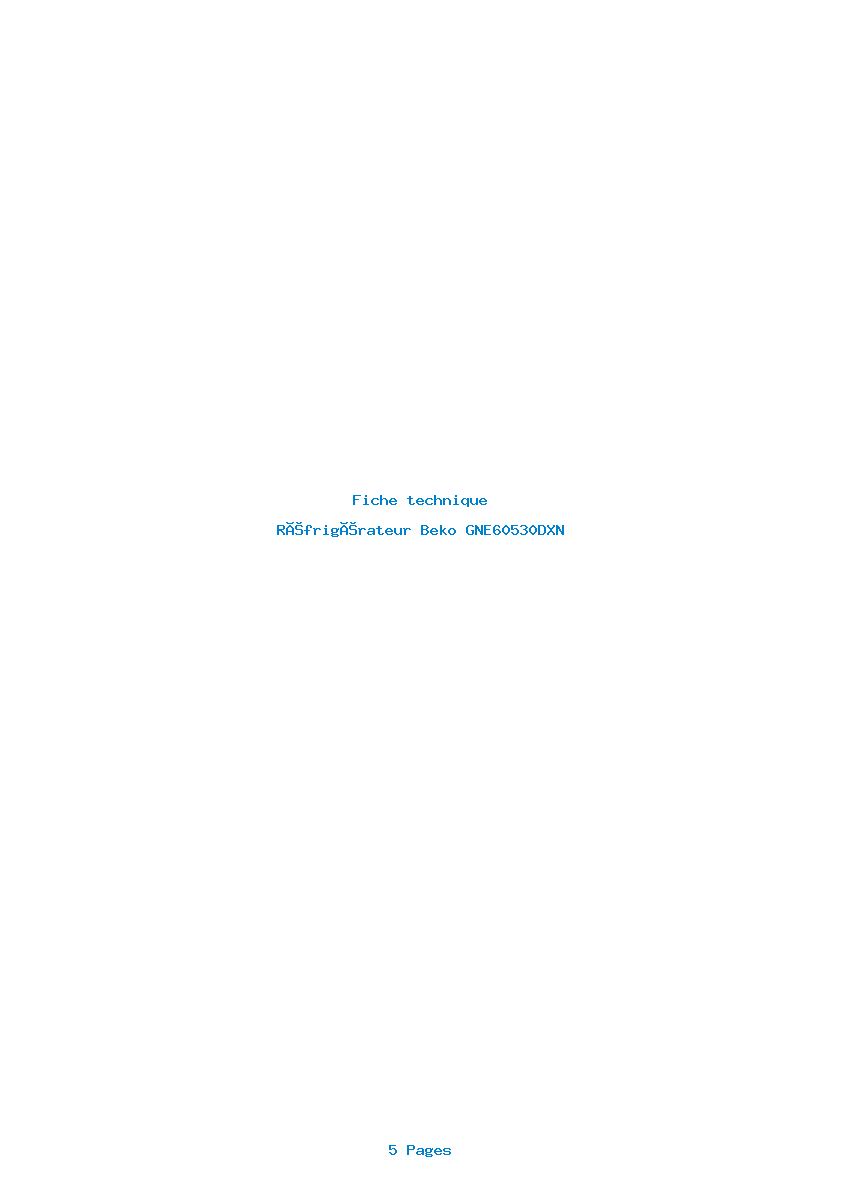 Page 1 de la notice Fiche technique Beko GNE60530DXN