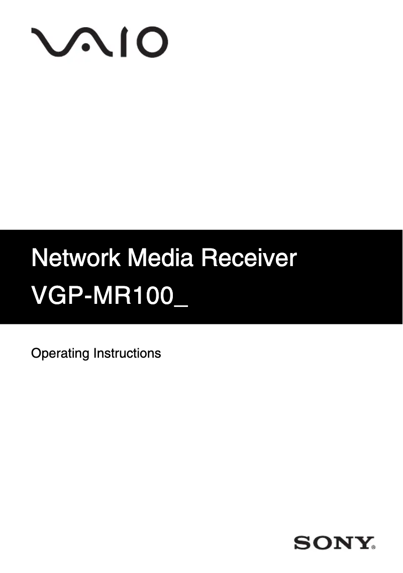 Page 1 de la notice Manuel utilisateur Sony VGP-MR100U