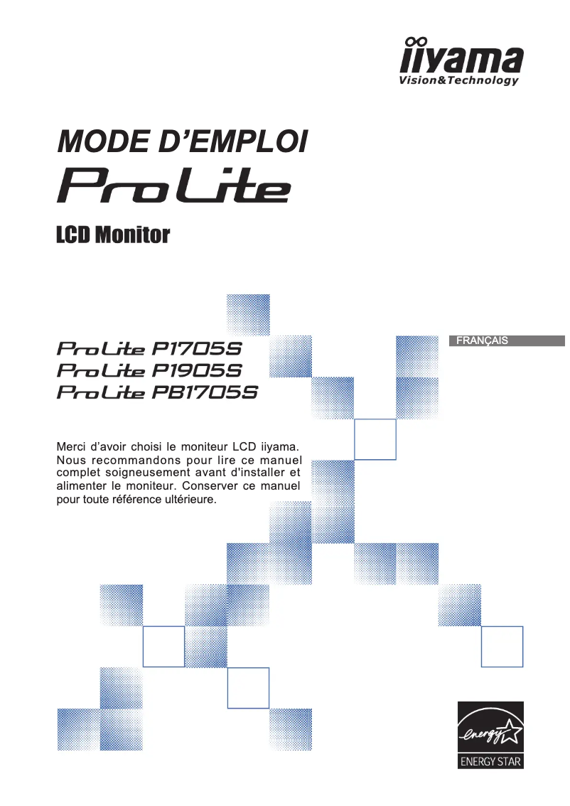 Page 1 de la notice Manuel utilisateur Iiyama ProLite P1705S-B1