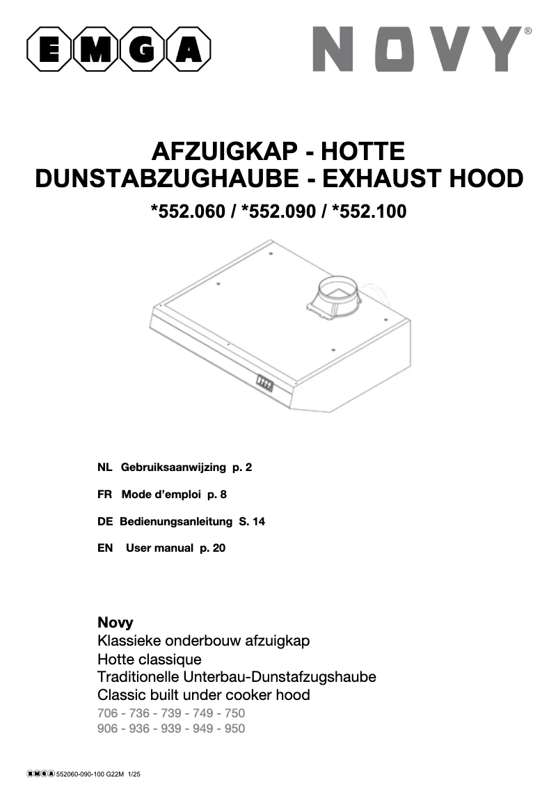 Page 1 de la notice Label énergétique Novy 552100