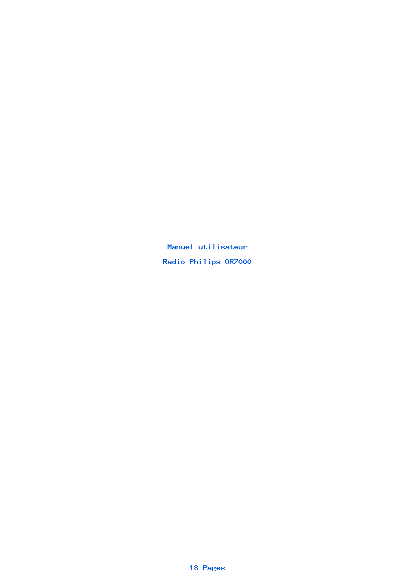 Page 1 de la notice Manuel utilisateur Philips OR7000