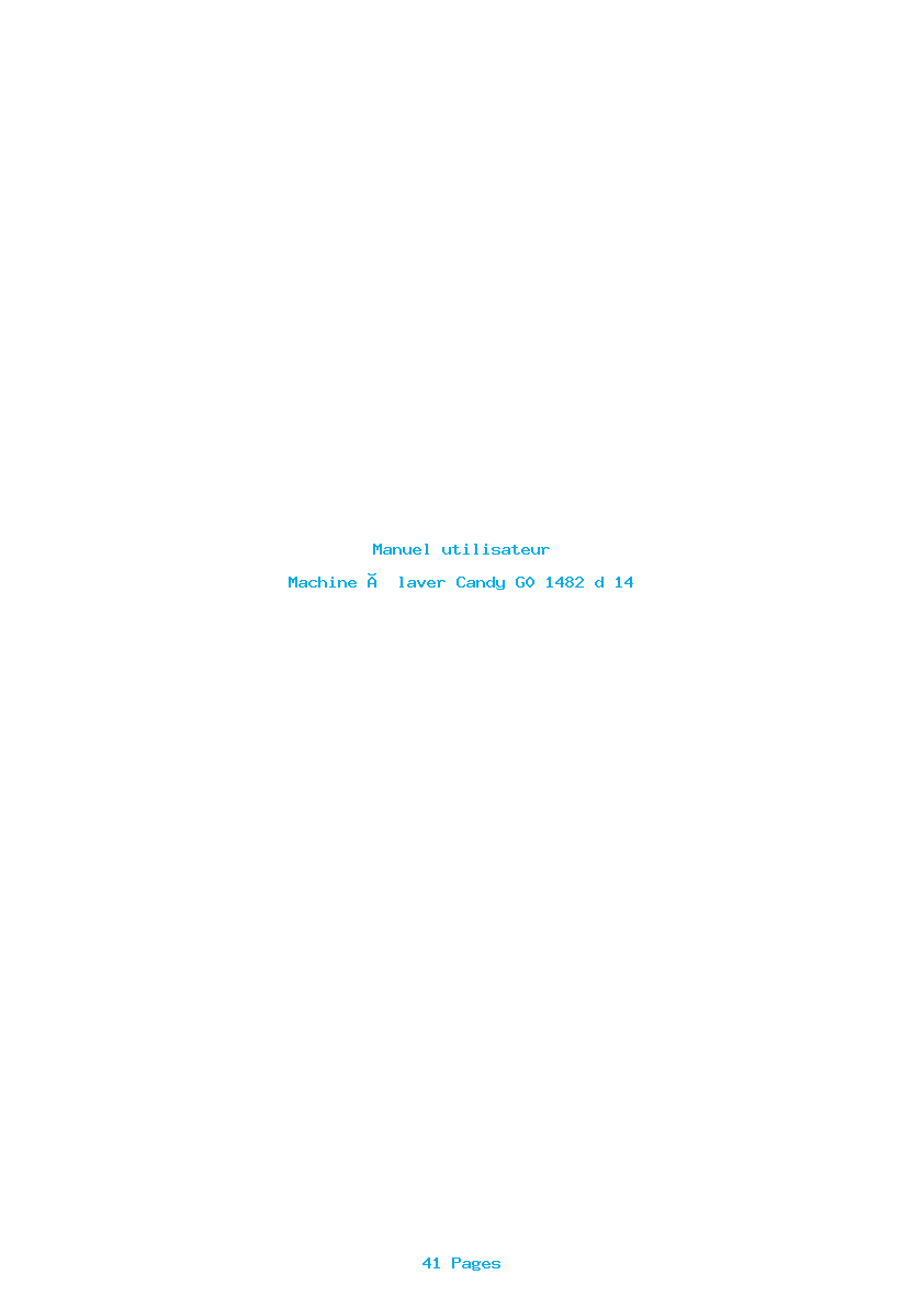 Page 1 de la notice Manuel utilisateur Candy G0 1482 d 14