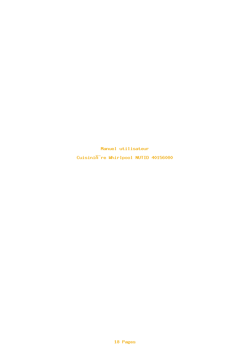 Page 1 de la notice Manuel utilisateur Whirlpool NUTID 40156080