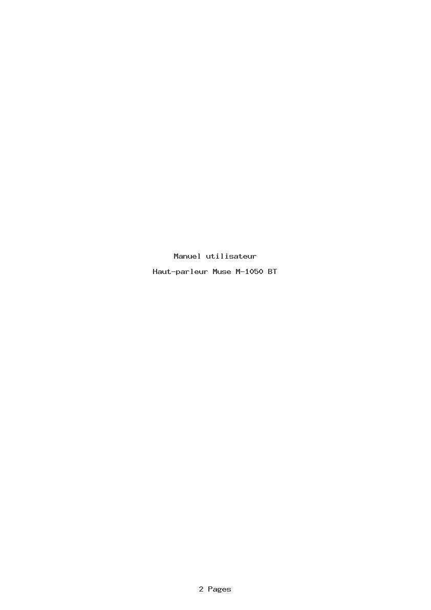 Page 1 de la notice Manuel utilisateur Muse M-1050 BT