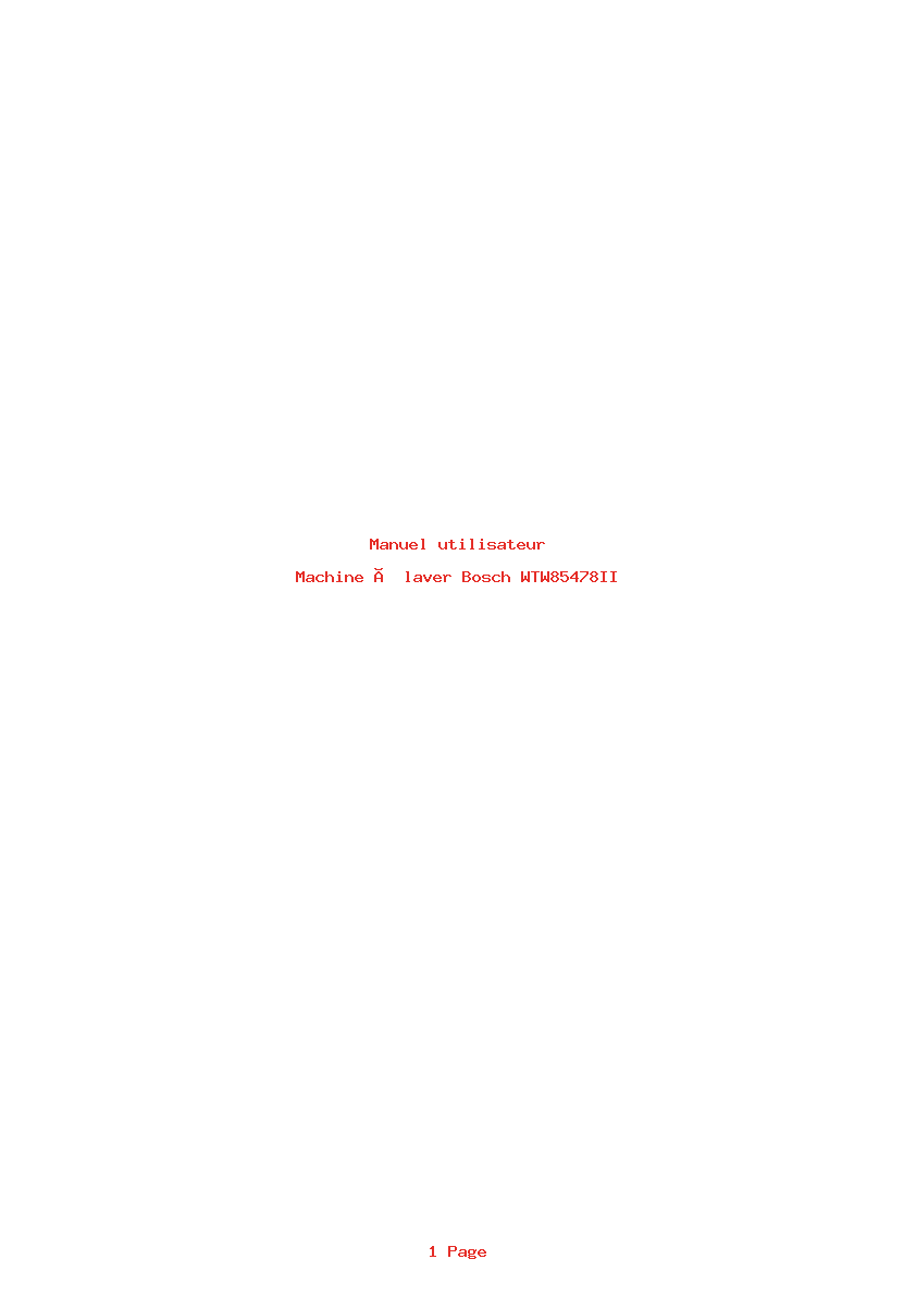 Page 1 de la notice Manuel utilisateur Bosch WTW85478II