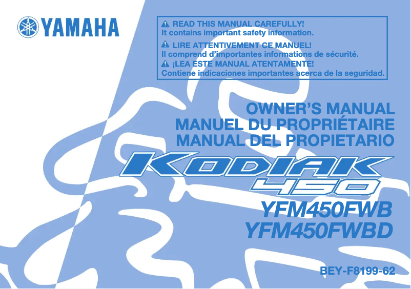 Page 1 de la notice Manuel utilisateur Yamaha Kodiak 450 (2023)
