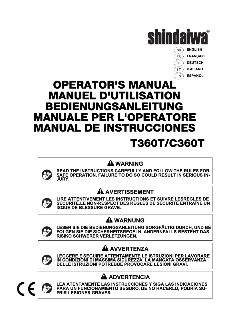 Page 1 de la notice Manuel utilisateur Shindaiwa C360T