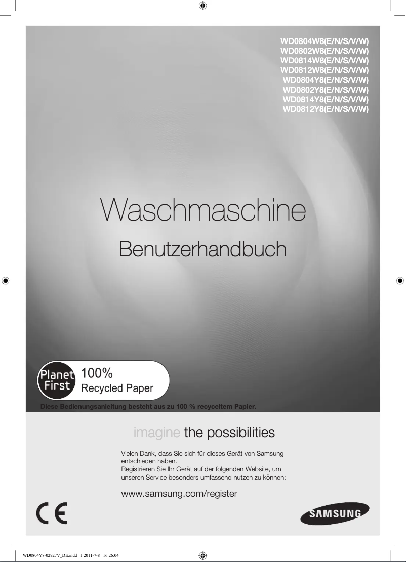 Page 1 de la notice Manuel utilisateur Samsung WD0802W8