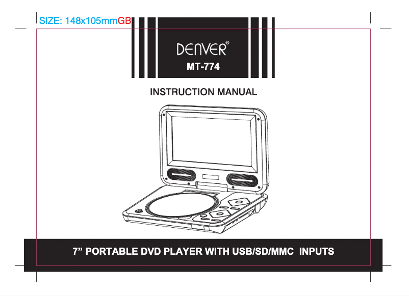 Page 1 de la notice Manuel utilisateur Denver MT-774