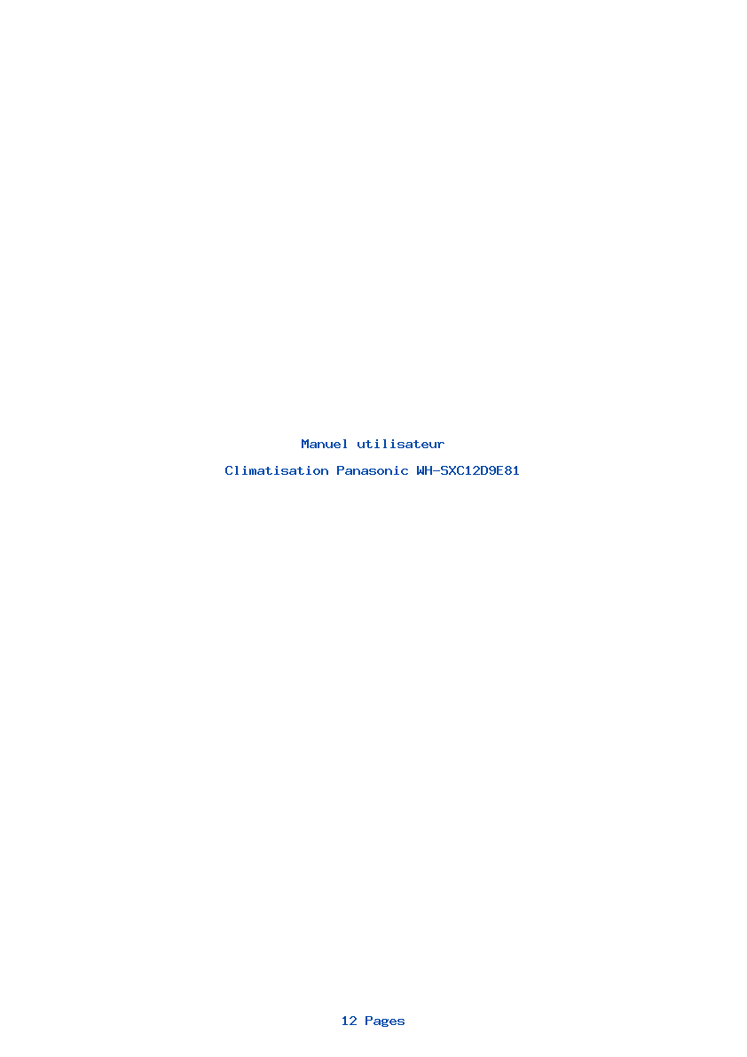 Page 1 de la notice Manuel utilisateur Panasonic WH-SXC12D9E81