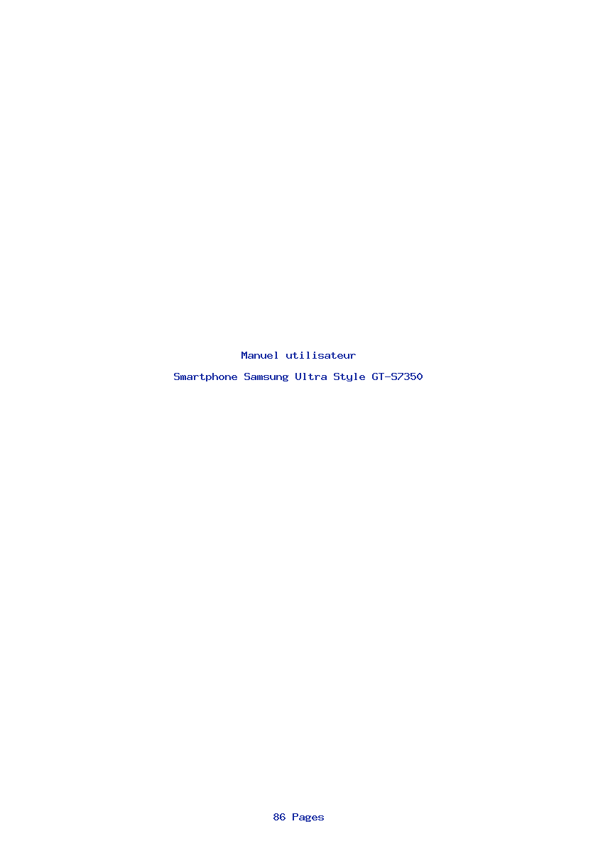 Page 1 de la notice Manuel utilisateur Samsung Ultra Style GT-S7350