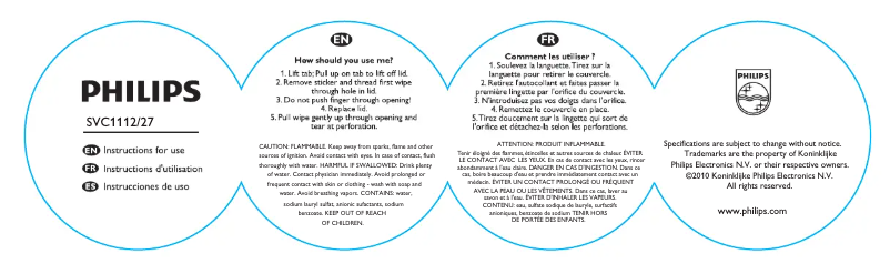 Page 1 de la notice Manuel utilisateur Philips SVC1112