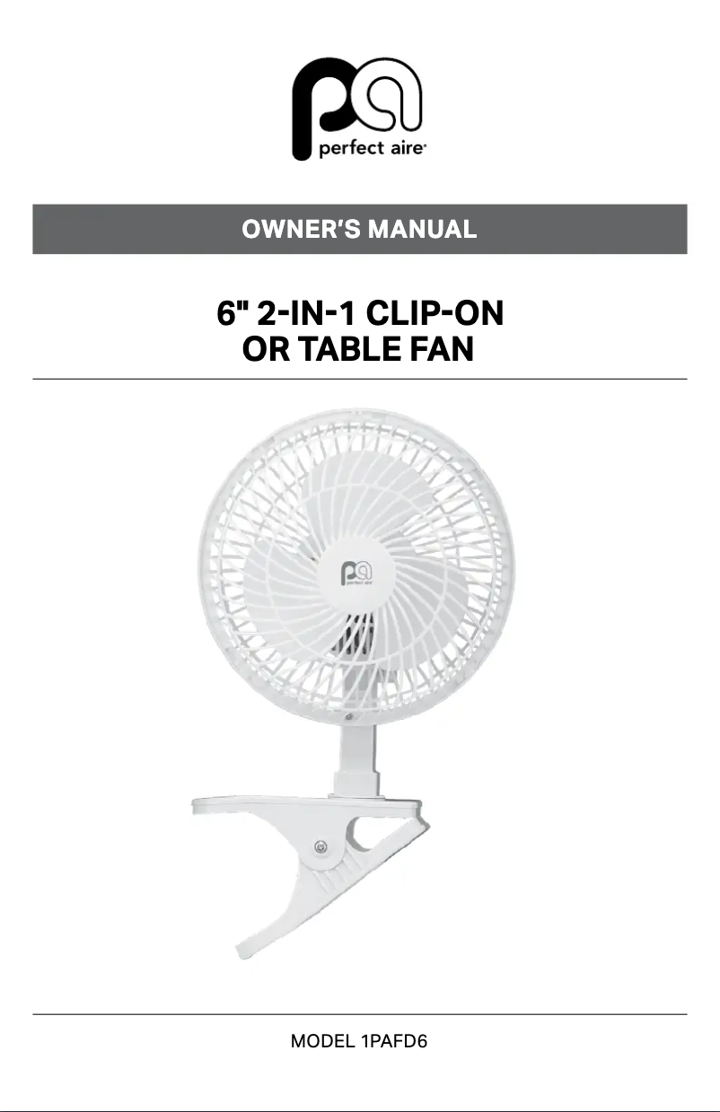 Page 1 de la notice Manuel utilisateur Perfect Aire 1PAFD6