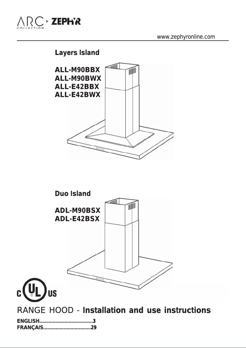 Page 1 de la notice Manuel utilisateur Zephyr ADLM90BSX