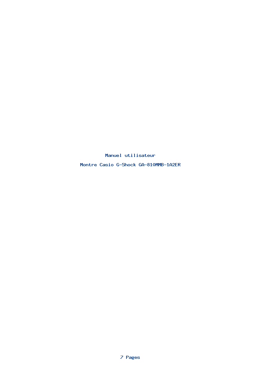 Page 1 de la notice Manuel utilisateur Casio G-Shock GA-810MMB-1A2ER