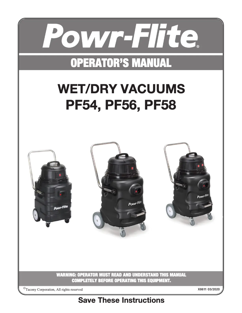 Page 1 de la notice Manuel utilisateur Powr-Flite PF56