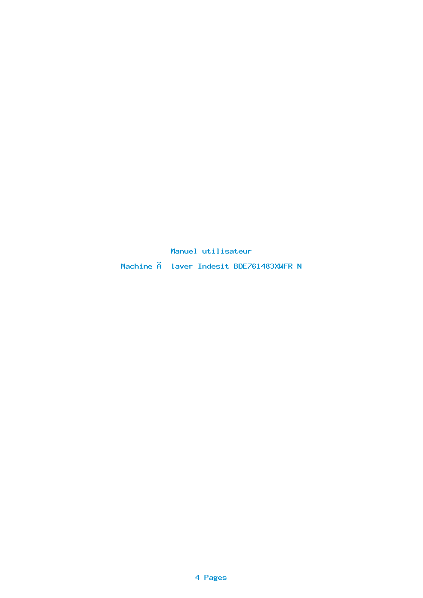Page 1 de la notice Manuel utilisateur Indesit BDE761483XWFR N