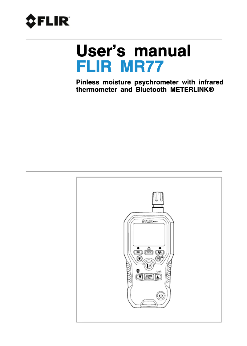 Page 1 de la notice Manuel utilisateur FLIR MR77