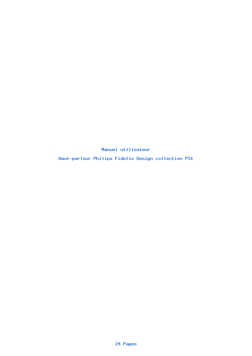 Page 1 de la notice Manuel utilisateur Philips Fidelio Design collection PS1