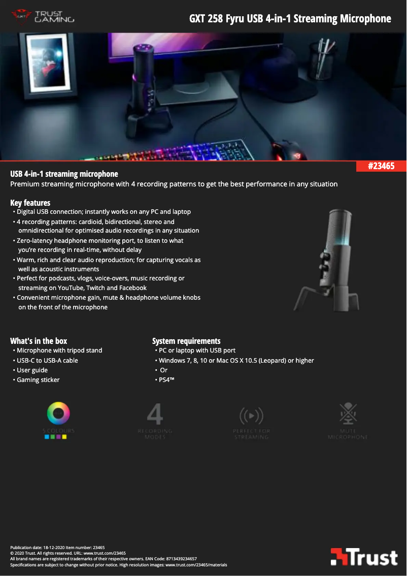Page 1 of the manual User Manual Trust Fyru GXT 258