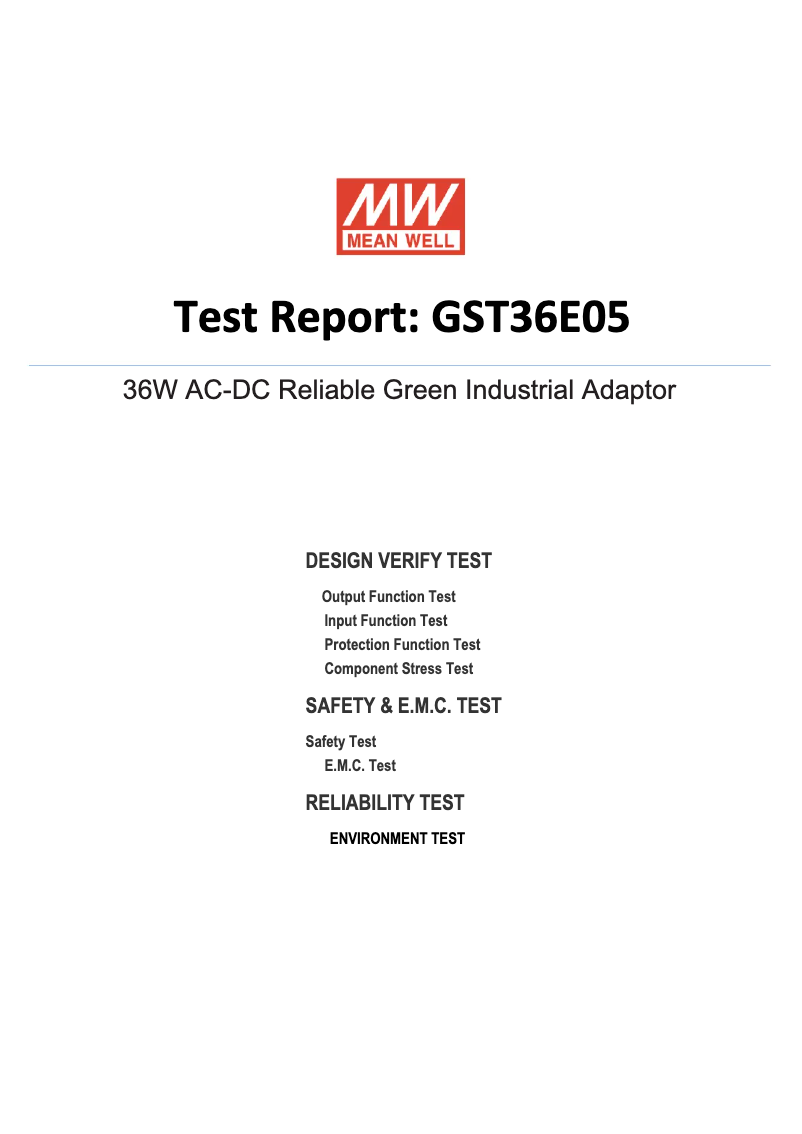 Página 1 del manual Ficha técnica Mean Well GST36E05-P1J