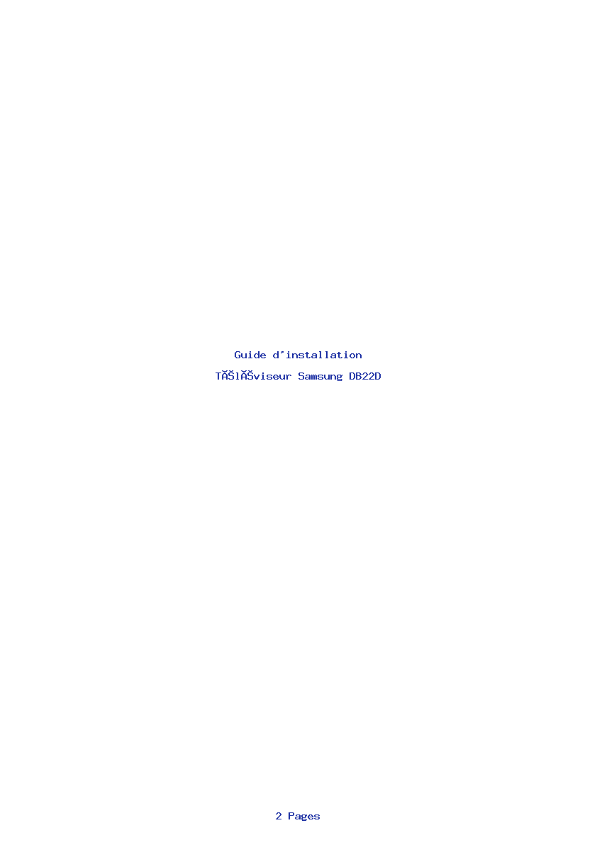 Page 1 de la notice Guide d'installation Samsung DB22D