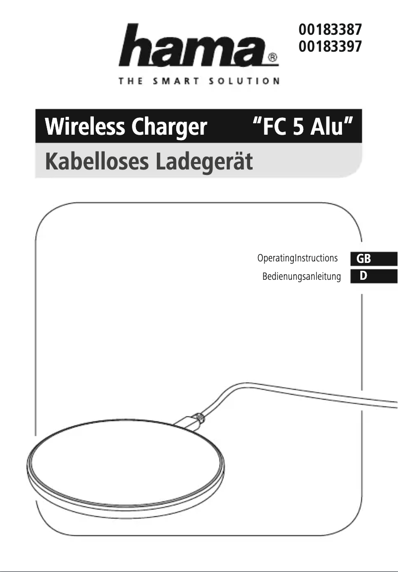 Page 1 de la notice Manuel utilisateur Hama FC5 Alu