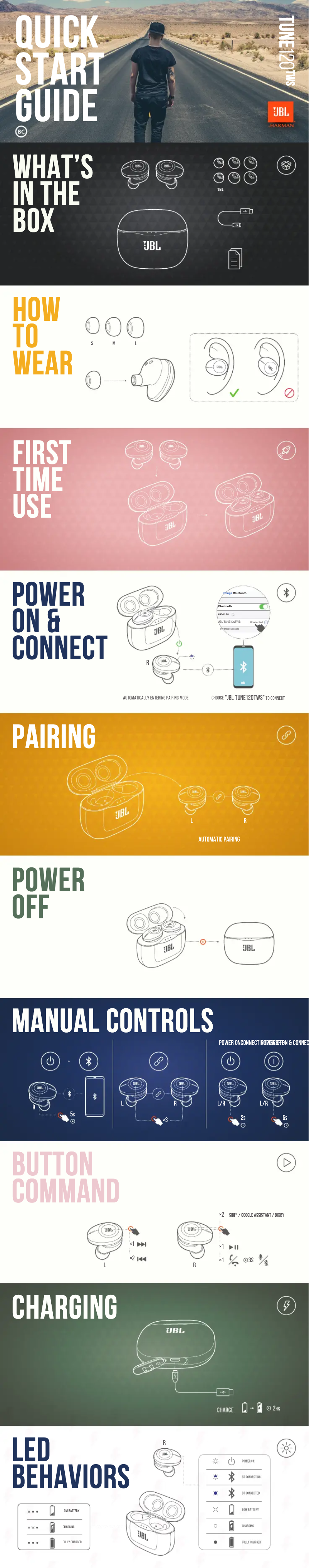 Page 1 de la notice Manuel utilisateur JBL Tune 120TWS