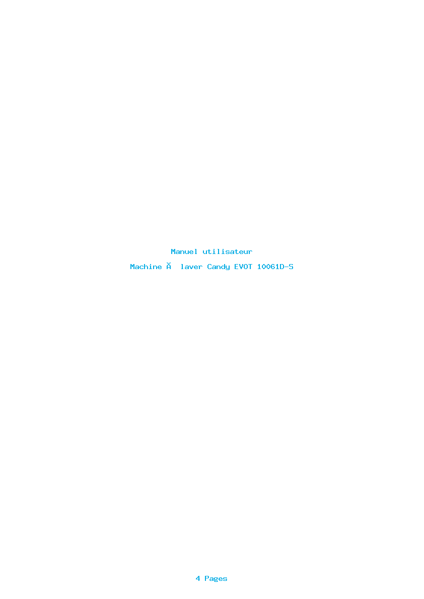 Page 1 de la notice Manuel utilisateur Candy EVOT 10061D-S