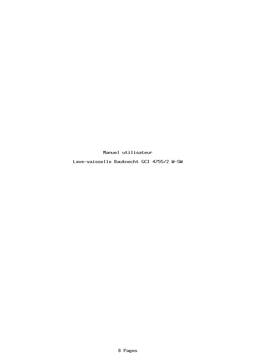 Page 1 de la notice Manuel utilisateur Bauknecht GCI 4755/2 W-SW