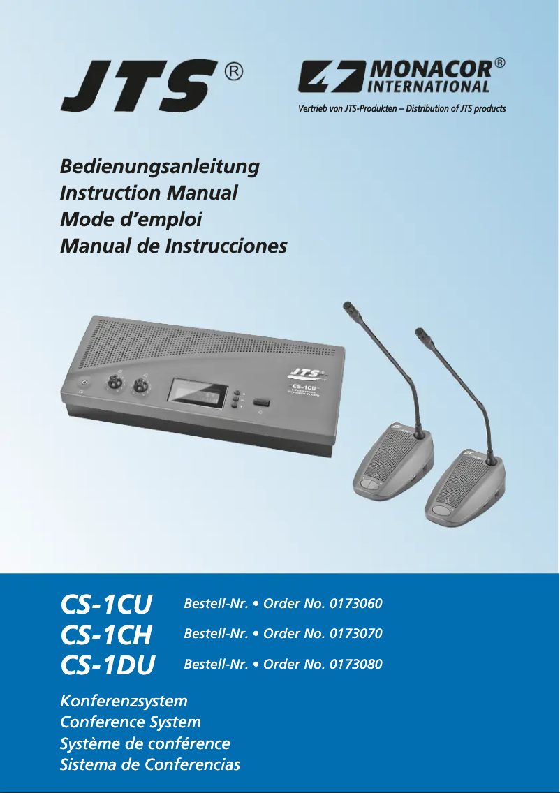 Page 1 de la notice Manuel utilisateur Monacor CS-1CU