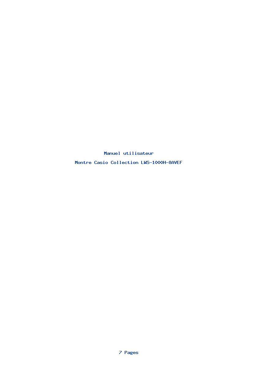 Page 1 de la notice Manuel utilisateur Casio Collection LWS-1000H-8AVEF