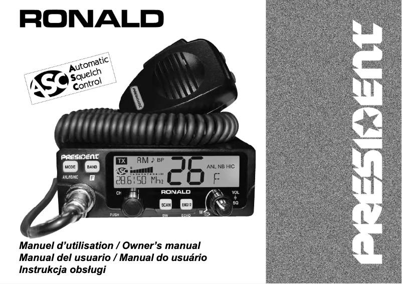 Page 1 of the manual User Manual President Ronald