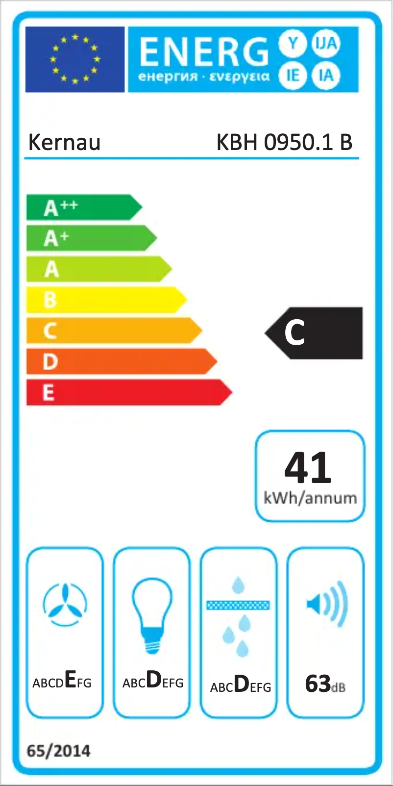Page 1 de la notice Label énergétique Kernau KBH 0950.1 W