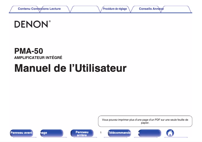 Page 1 de la notice Manuel utilisateur Denon PMA-50