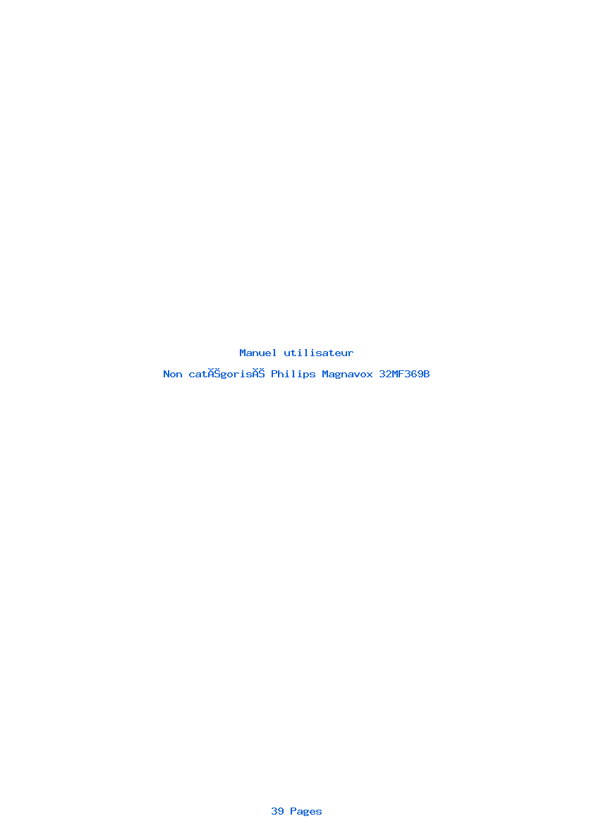 Page 1 de la notice Manuel utilisateur Philips Magnavox 32MF369B