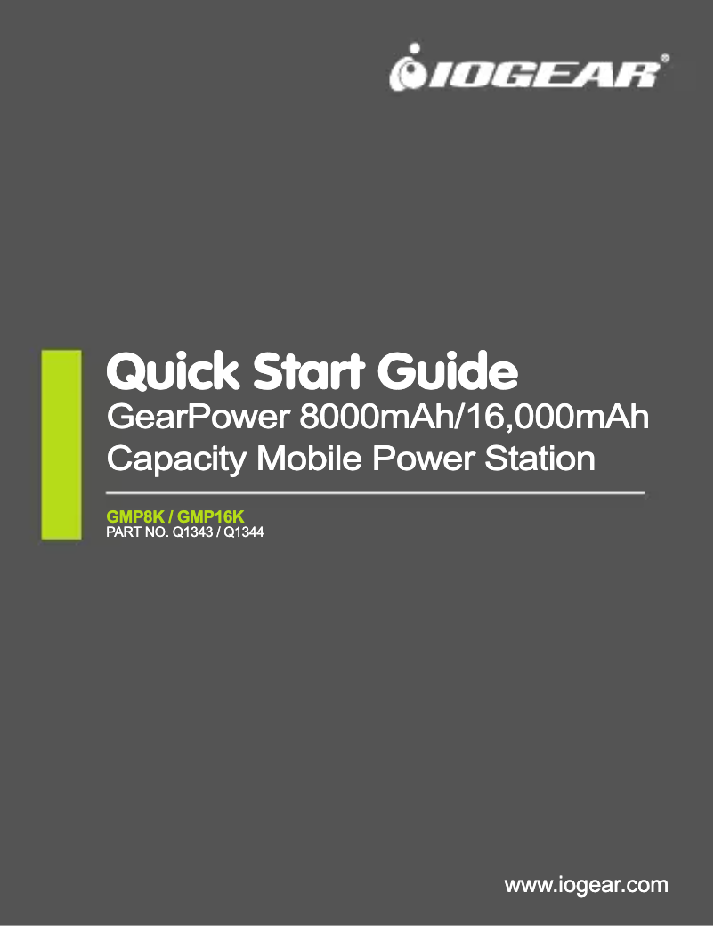 Page 1 de la notice Manuel utilisateur iogear GearPower 16000mAh