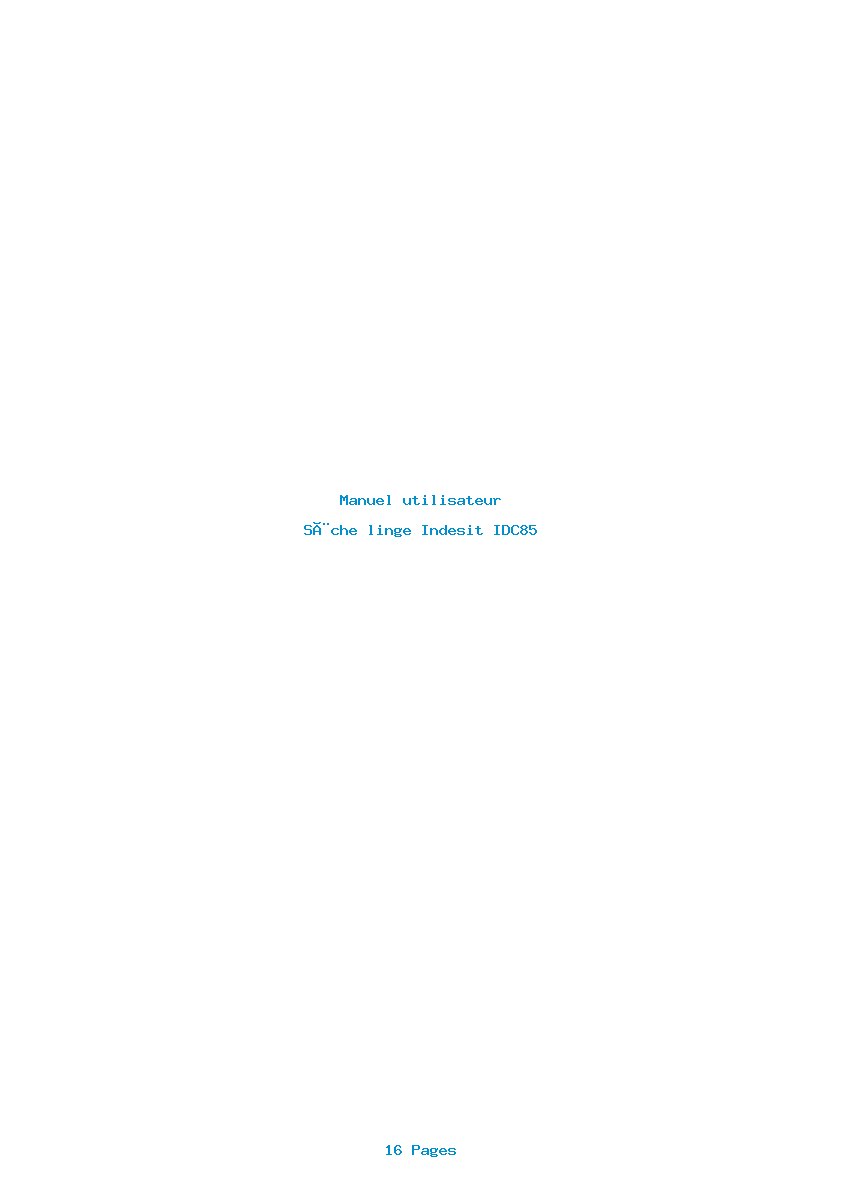 Page 1 de la notice Manuel utilisateur Indesit IDC85