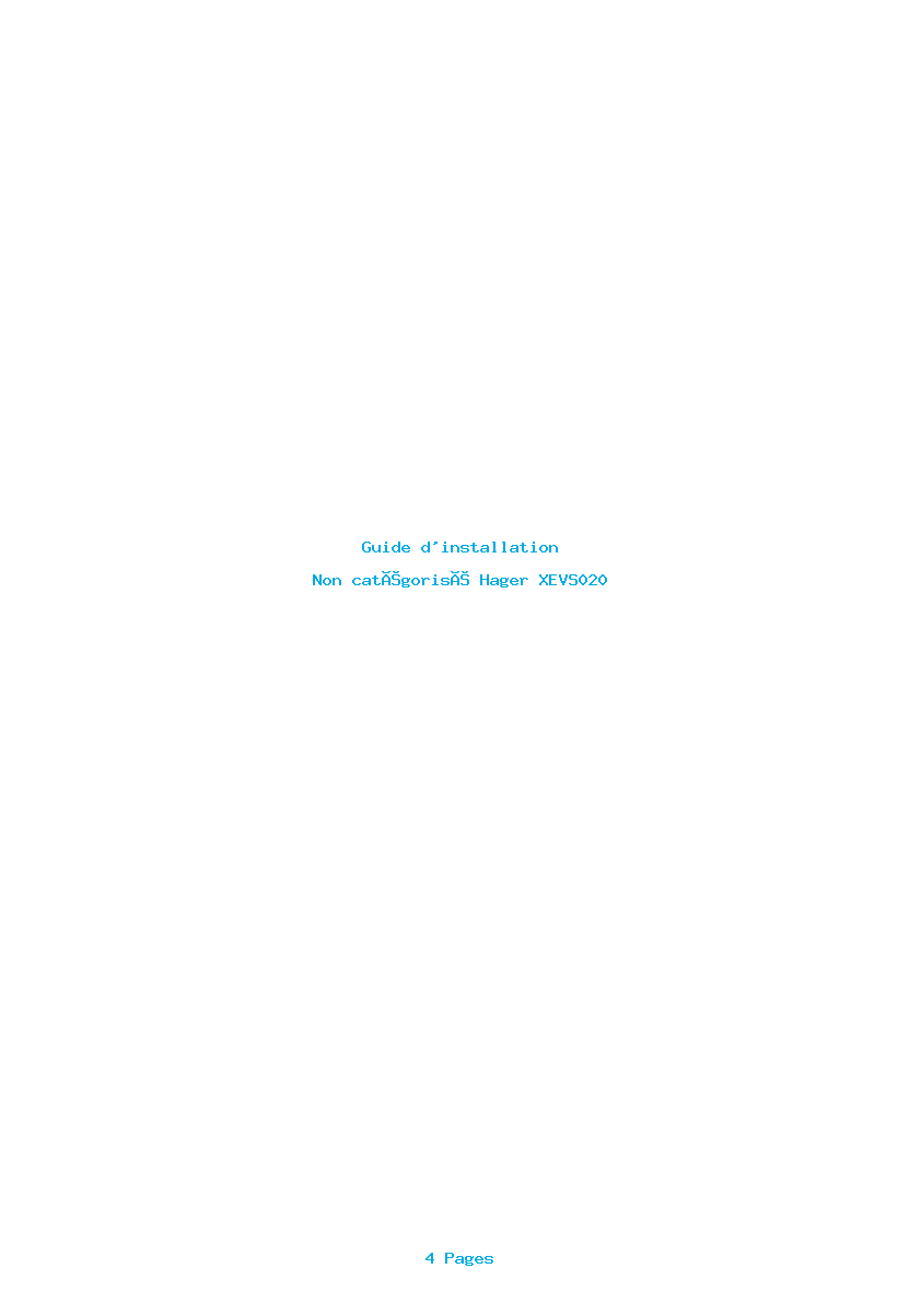 Page 1 de la notice Guide d'installation Hager XEVS020