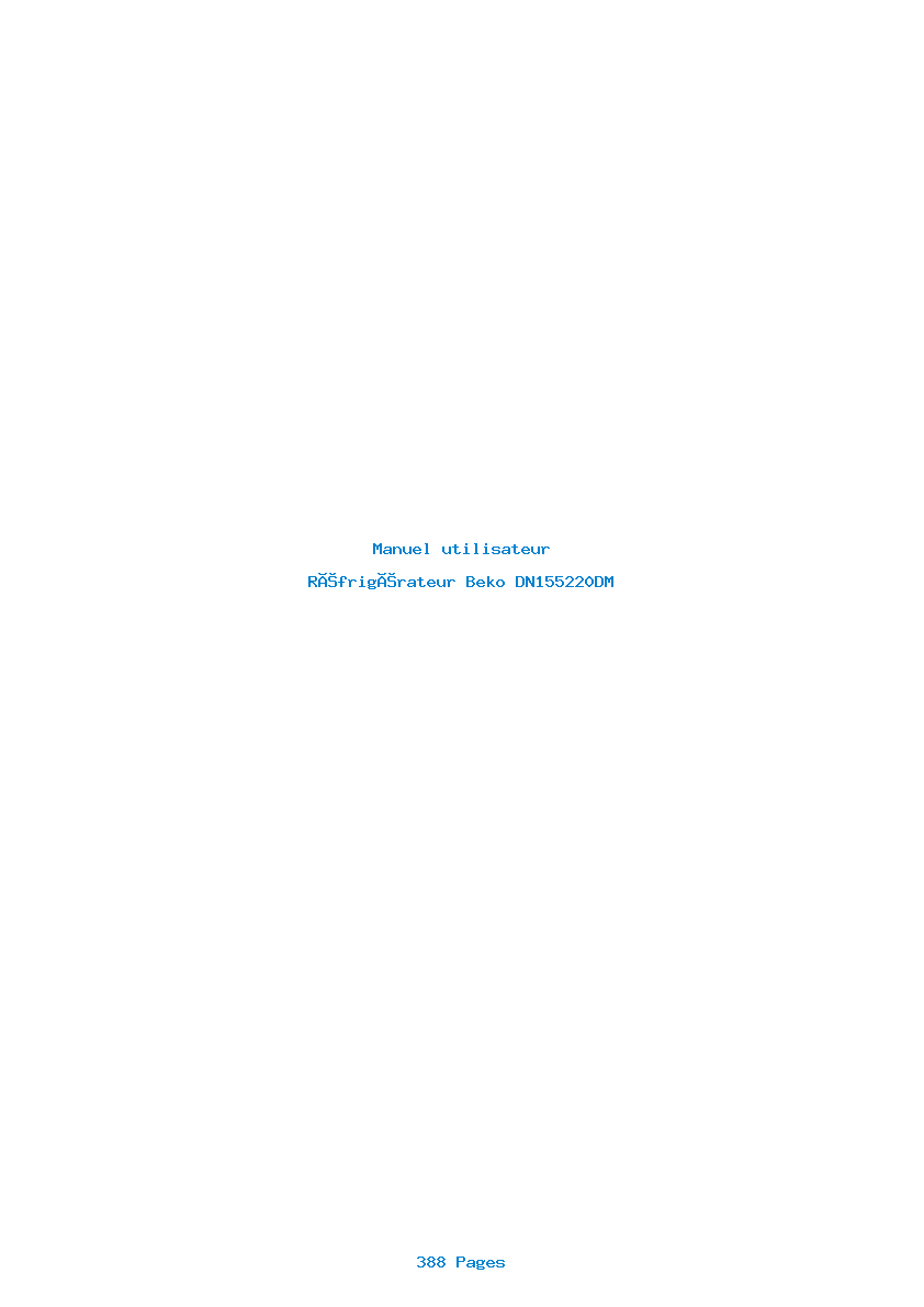 Page 1 de la notice Manuel utilisateur Beko DN155220DM