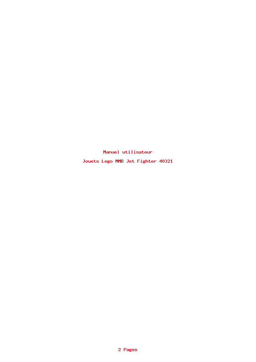 Page 1 de la notice Manuel utilisateur Lego MMB Jet Fighter 40321