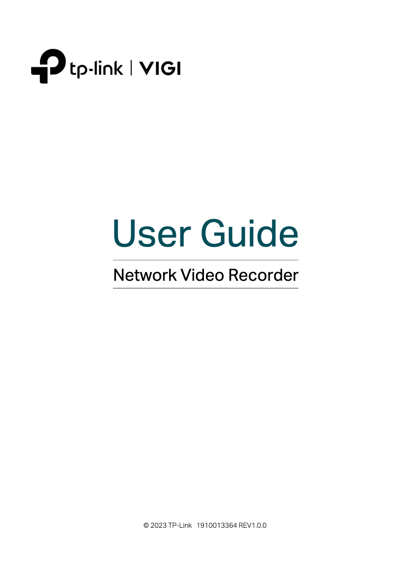 Page 1 of the manual User Manual TP-Link VIGI NVR1104H-4P