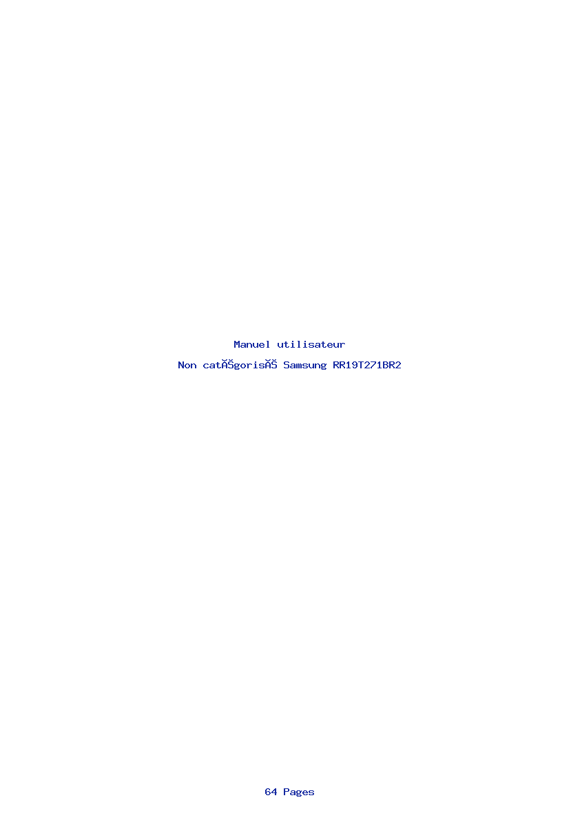 Page 1 de la notice Manuel utilisateur Samsung RR19T271BR2