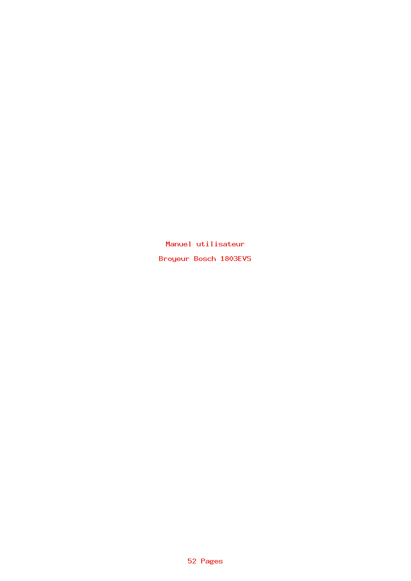 Page 1 de la notice Manuel utilisateur Bosch 1803EVS