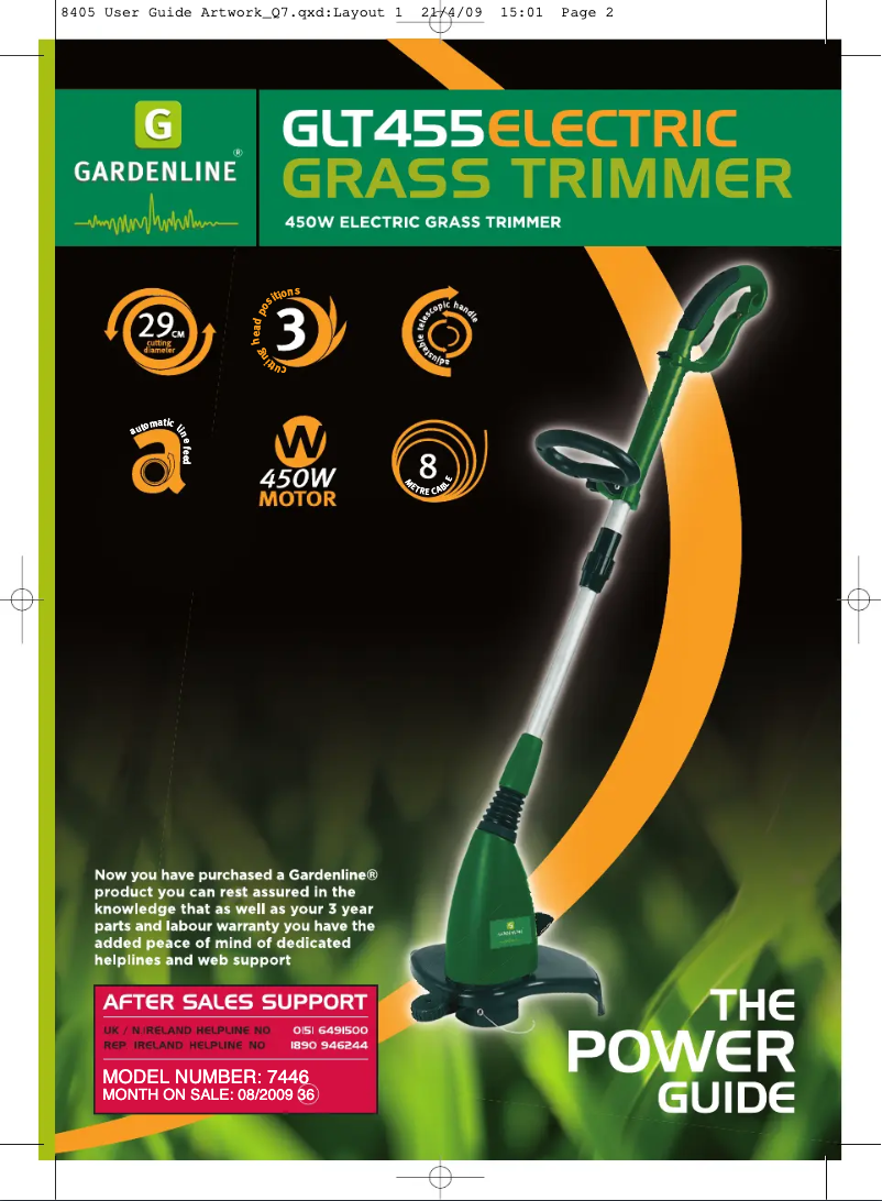 Page 1 de la notice Manuel utilisateur Gardenline GLT 455