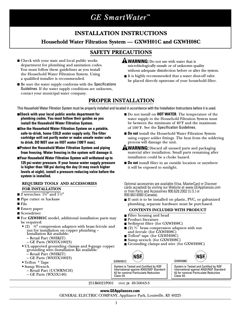 Página 1 del manual Guía de instalación GE GXWH08C